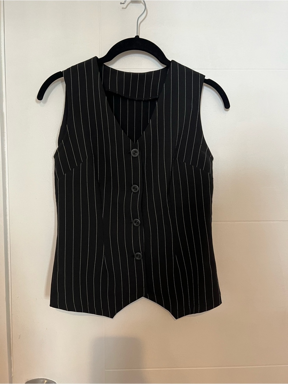H&M Black Pinstripe Button Vest